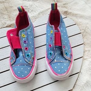 Lily and Dan Polka Dot & Rainbow Size 11/12  Kids Slip-ons